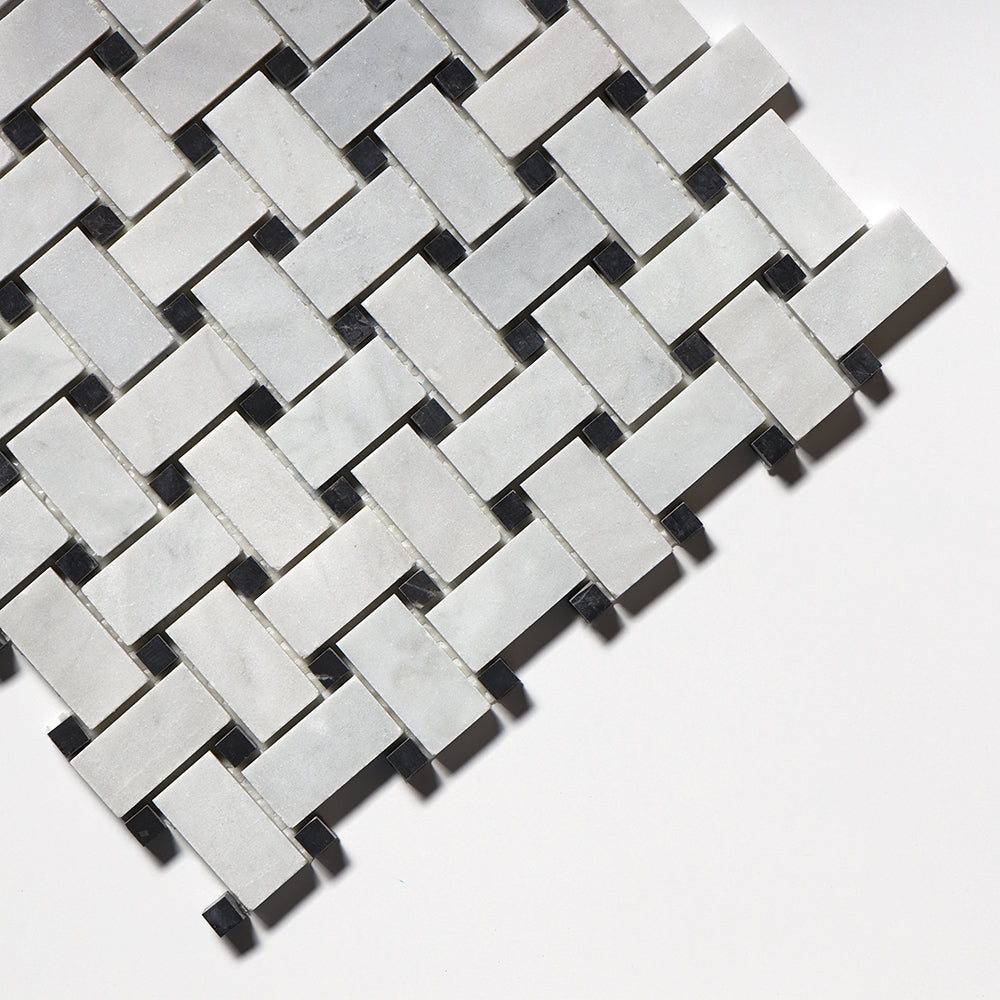 Carrara T Honed Basket Weave Marble Mosaic
