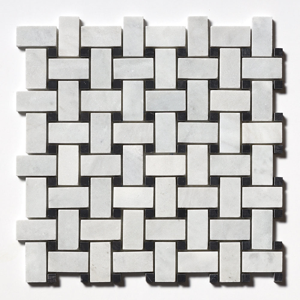 Carrara T Honed Basket Weave Marble Mosaic