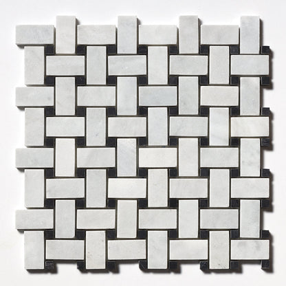 Carrara T Honed Basket Weave Marble Mosaic