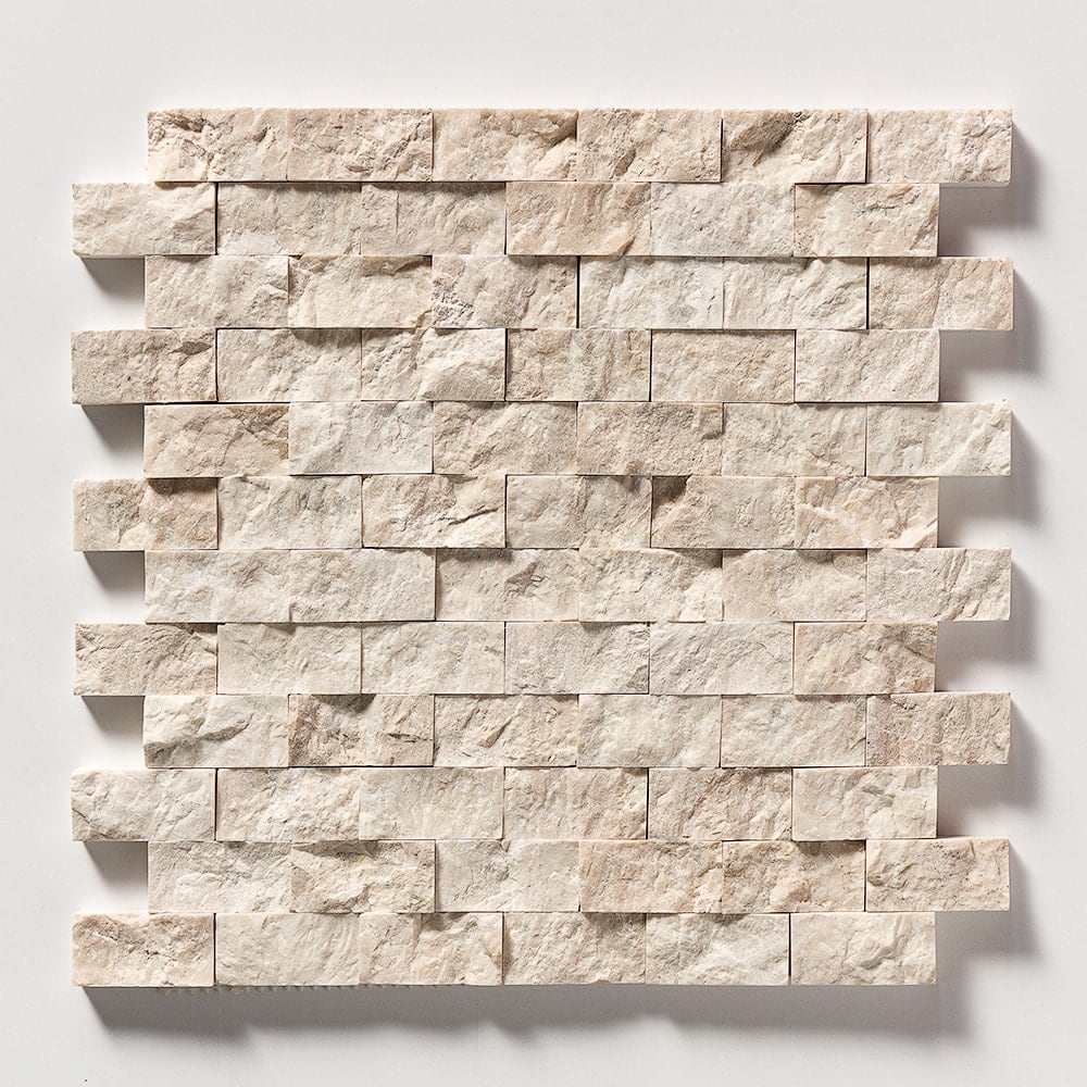 Sahara Beige Rock Face 1x2 Marble Mosaic