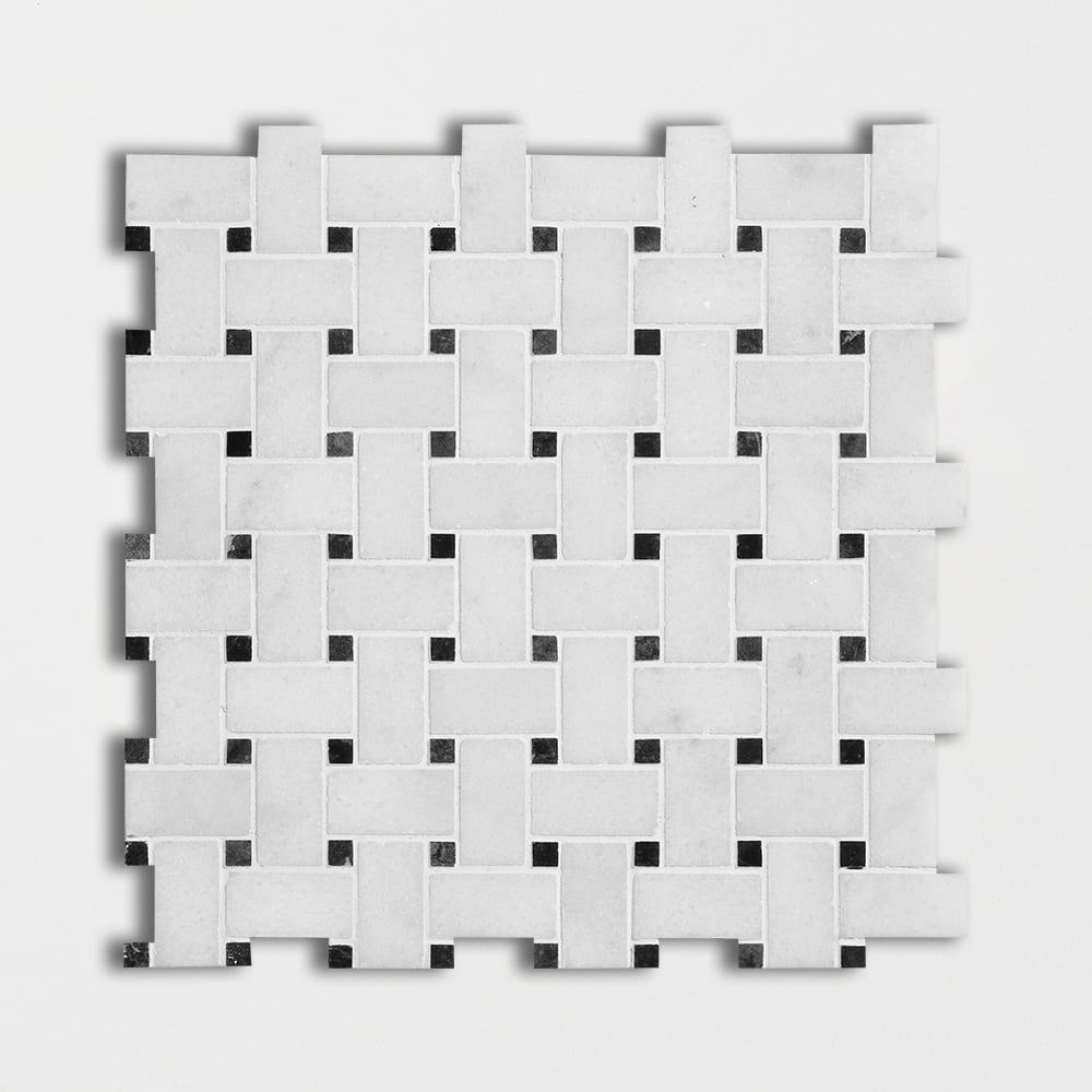 Calacatta T Honed Basket Weave Marble Mosaic