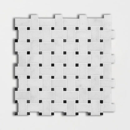 Calacatta T Honed Basket Weave Marble Mosaic