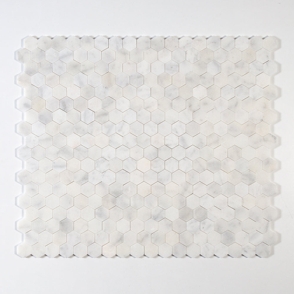 Calacatta T Honed Hexagon Marble Mosaic