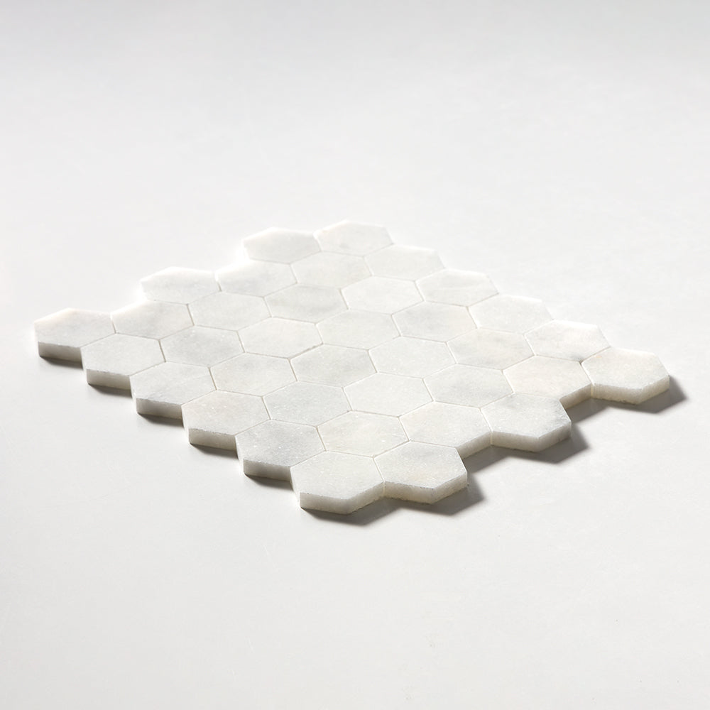 Calacatta T Honed Hexagon Marble Mosaic