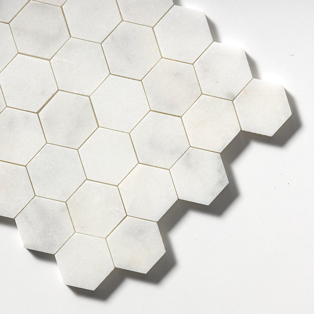 Calacatta T Honed Hexagon Marble Mosaic