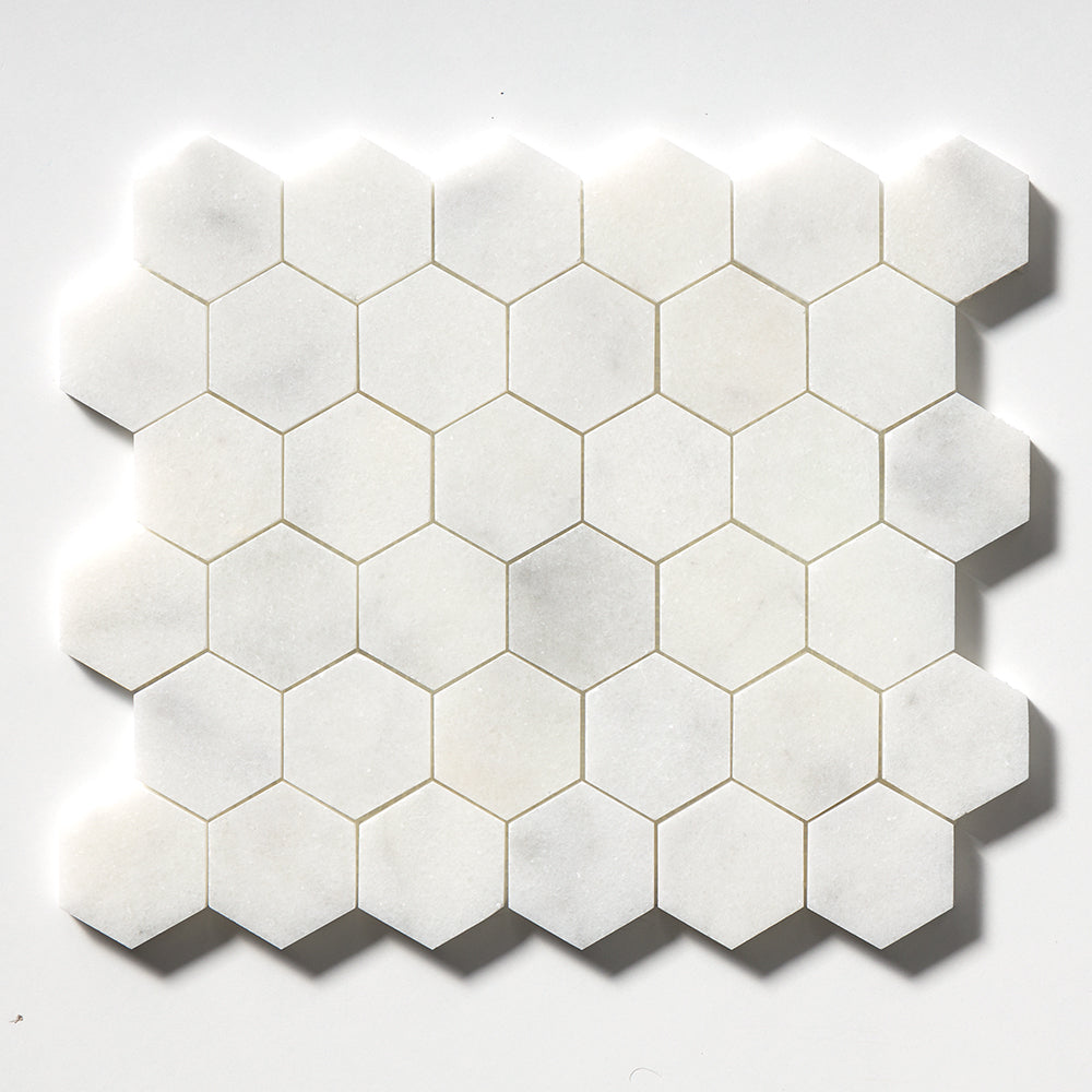Calacatta T Honed Hexagon Marble Mosaic