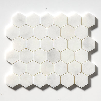 Calacatta T Honed Hexagon Marble Mosaic