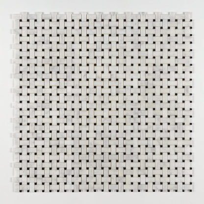 Carrara T Polished Basket Weave Marble Mosaic