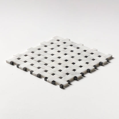 Carrara T Polished Basket Weave Marble Mosaic