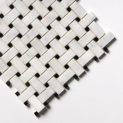 Carrara T Polished Basket Weave Marble Mosaic