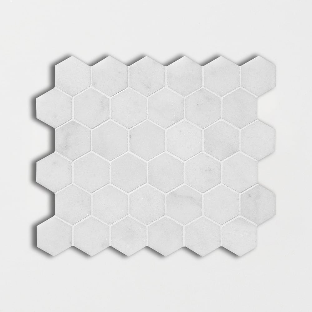 Carrara T Polished Hexagon Marble Mosaic