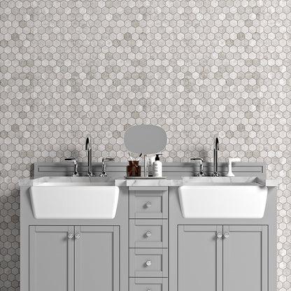 Silver Mystique Polished Hexagon Marble Mosaic