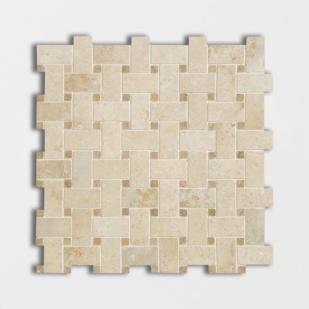 Chiaro Honed Filled Basket Weave Travertine Mosaic