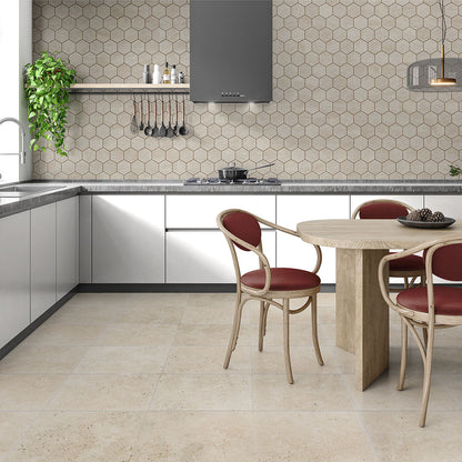 Chiaro Honed Filled Hexagon Travertine Mosaic