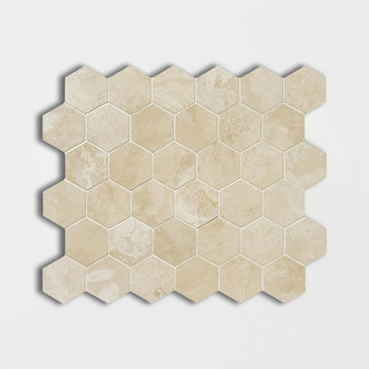 Chiaro Honed Filled Hexagon Travertine Mosaic