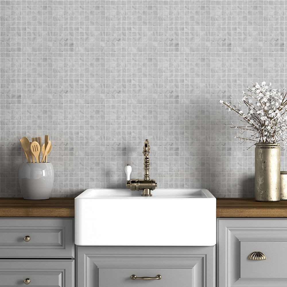 Carrara T Honed 1x1 Marble Mosaic