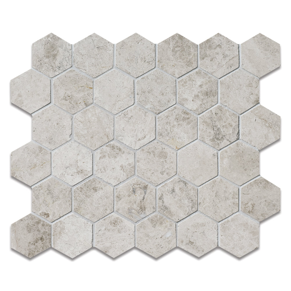 Sky Blue Honed Hexagon 2 Marble Mosaic