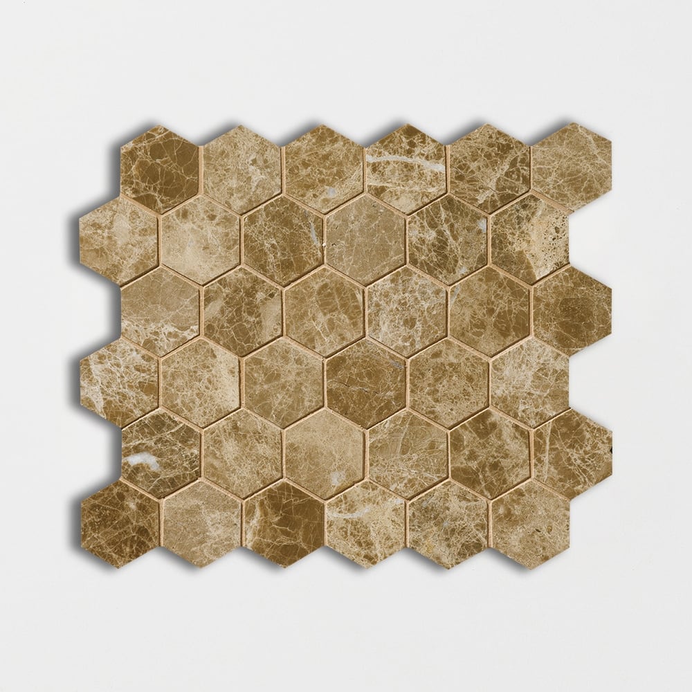 Emperador Light Polished Hexagon Marble Mosaic
