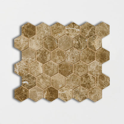 Emperador Light Polished Hexagon Marble Mosaic