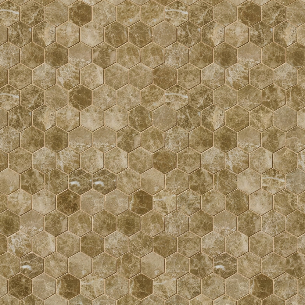 Emperador Light Polished Hexagon Marble Mosaic