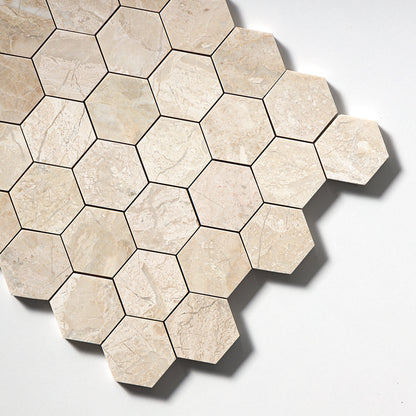 Royal Beige Polished Hexagon Marble Mosaic
