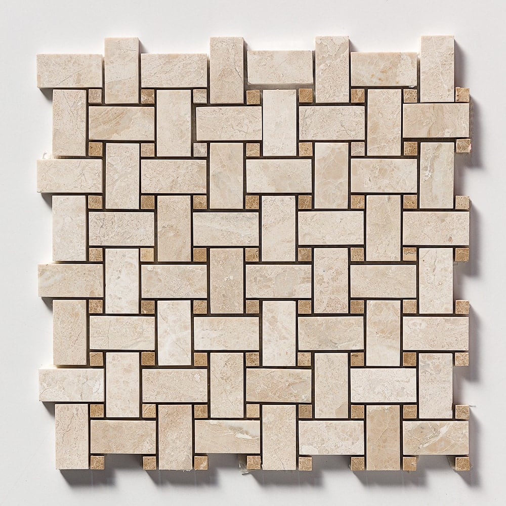 Royal Beige&emperador Light Polished Basket Weave Marble Mosaic