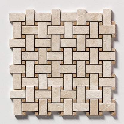 Royal Beige&emperador Light Polished Basket Weave Marble Mosaic