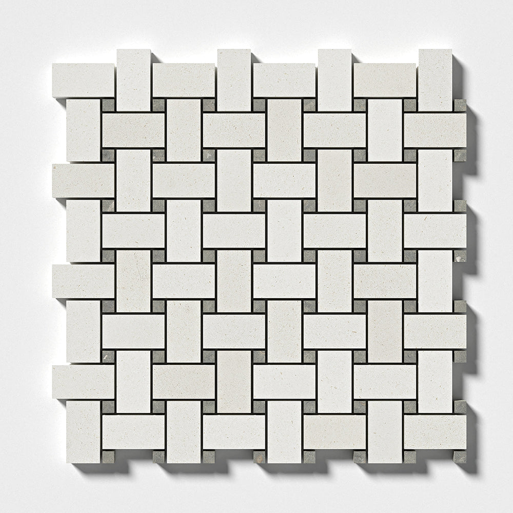 Paris Honed Basket Weave Limestone Mosaic