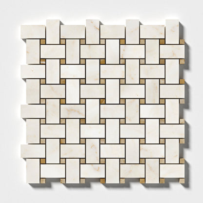 European Sugar Polished Basket Weave Marble Mosaic