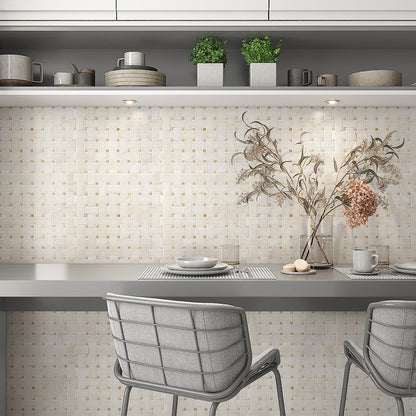 European Sugar Polished Basket Weave Marble Mosaic