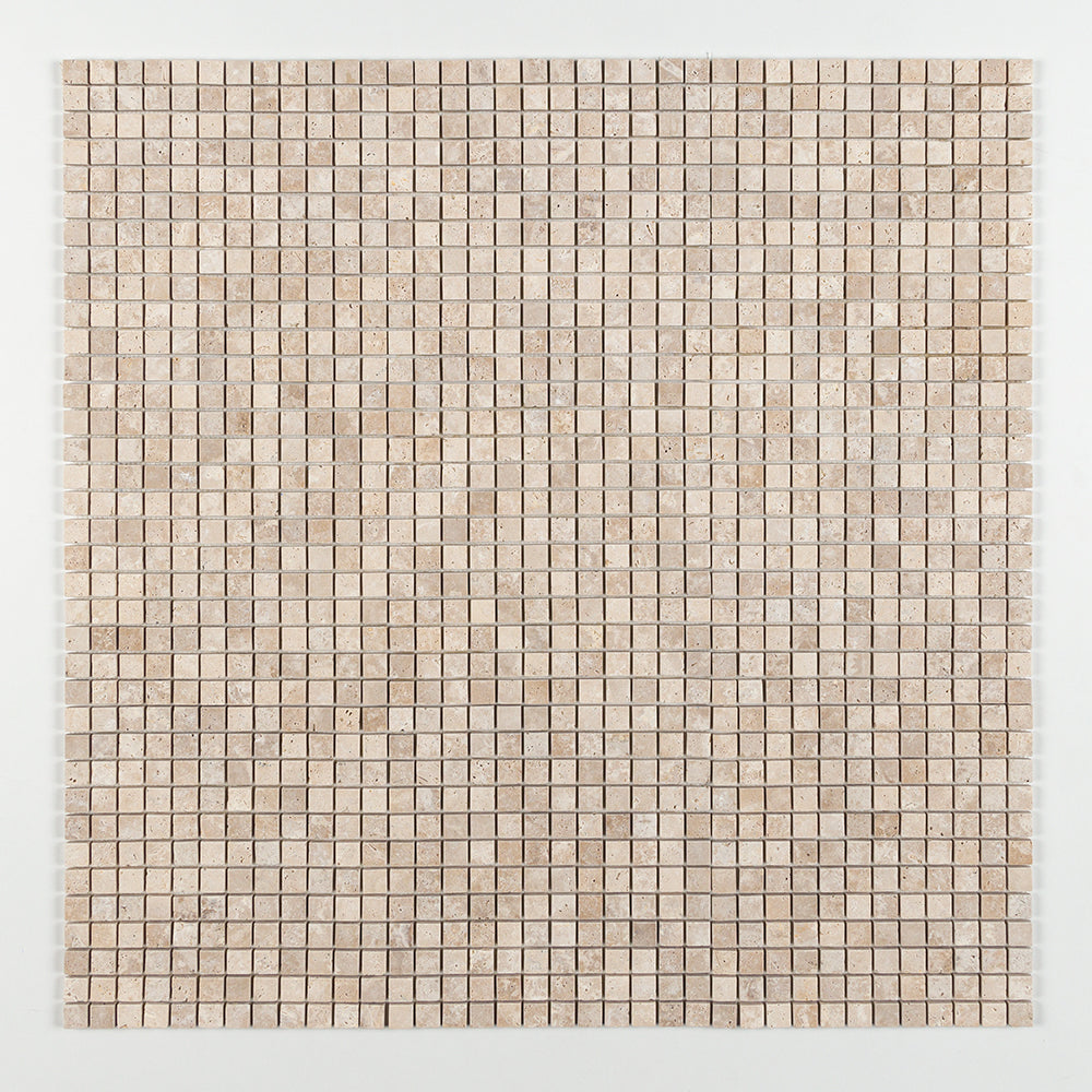 Chiaro Tumbled 1x1 Travertine Mosaic