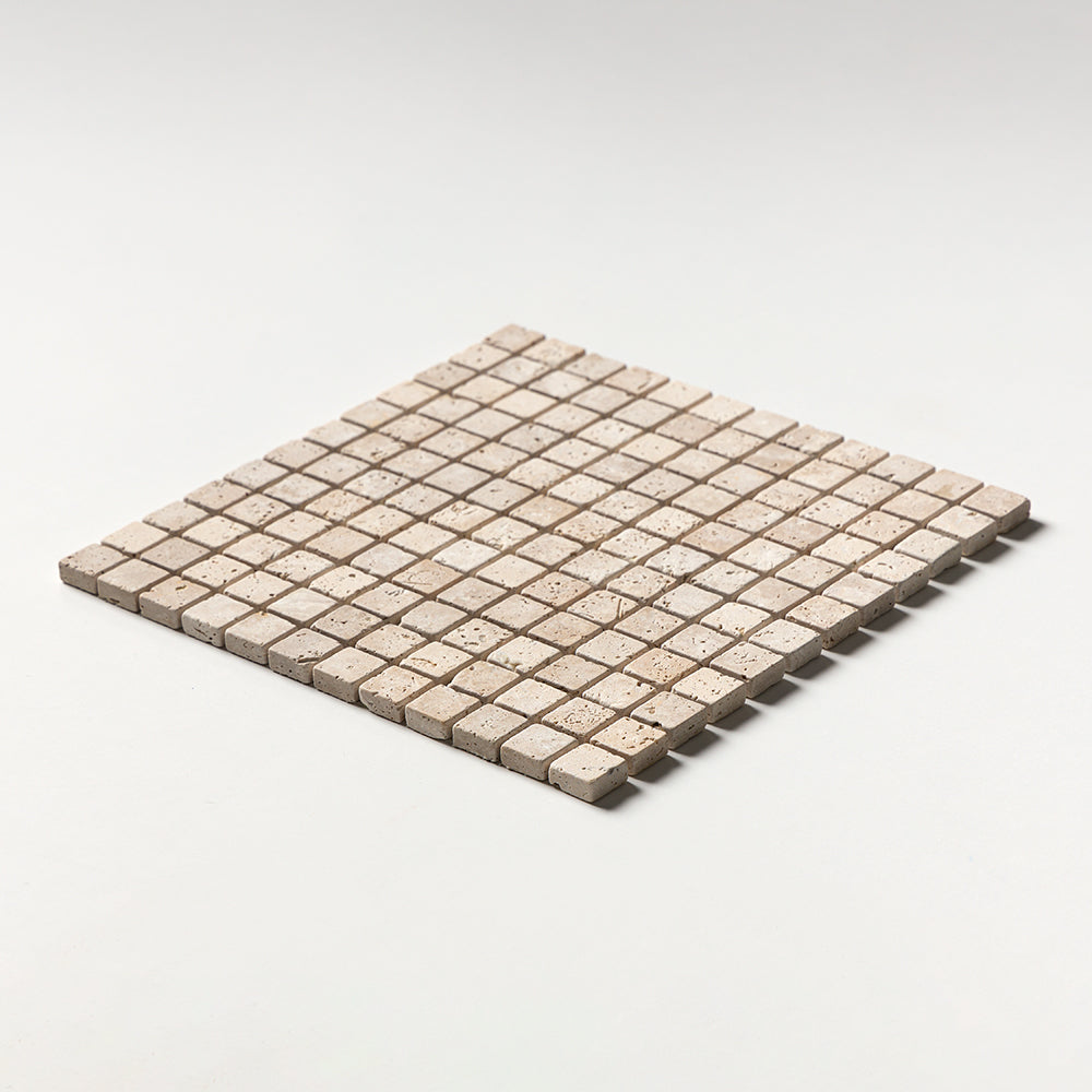 Chiaro Tumbled 1x1 Travertine Mosaic