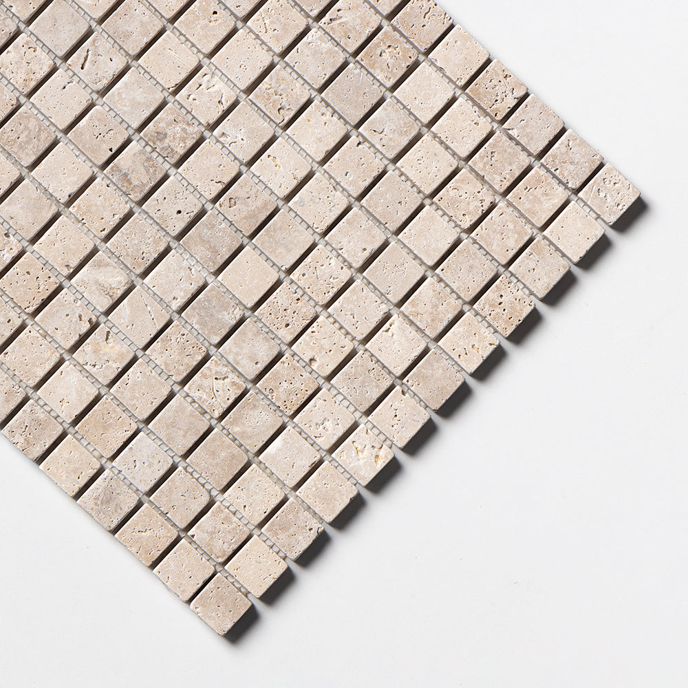 Chiaro Tumbled 1x1 Travertine Mosaic