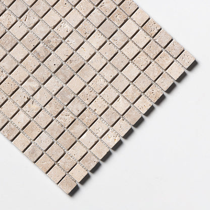 Chiaro Tumbled 1x1 Travertine Mosaic