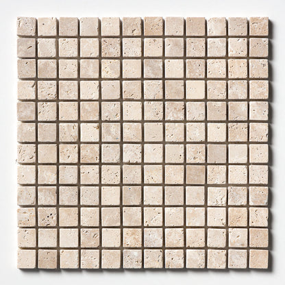 Chiaro Tumbled 1x1 Travertine Mosaic