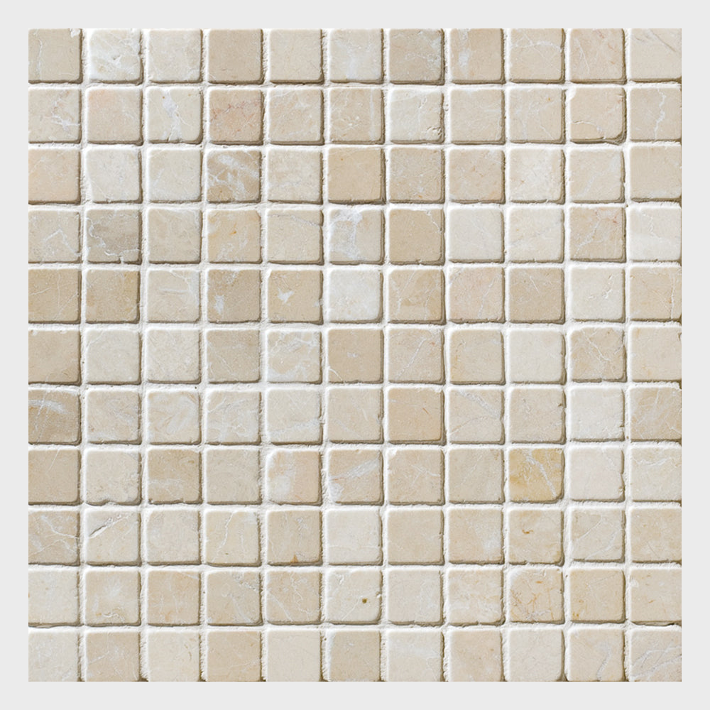 Sylvester Beige Tumbled 1x1 Marble Mosaic
