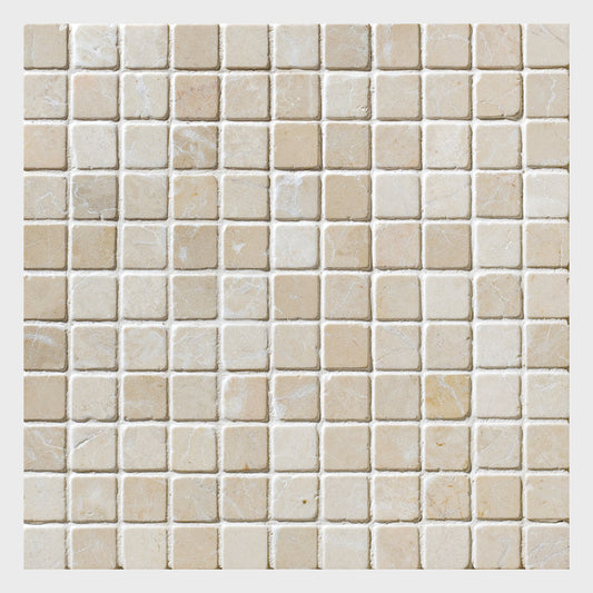 Sylvester Beige Tumbled 1x1 Marble Mosaic