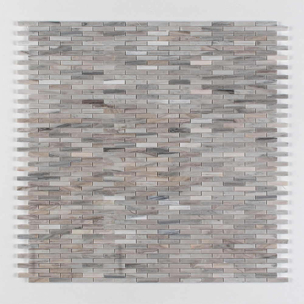 Silver Sky Polished 5/8x3 Marble Mosaic