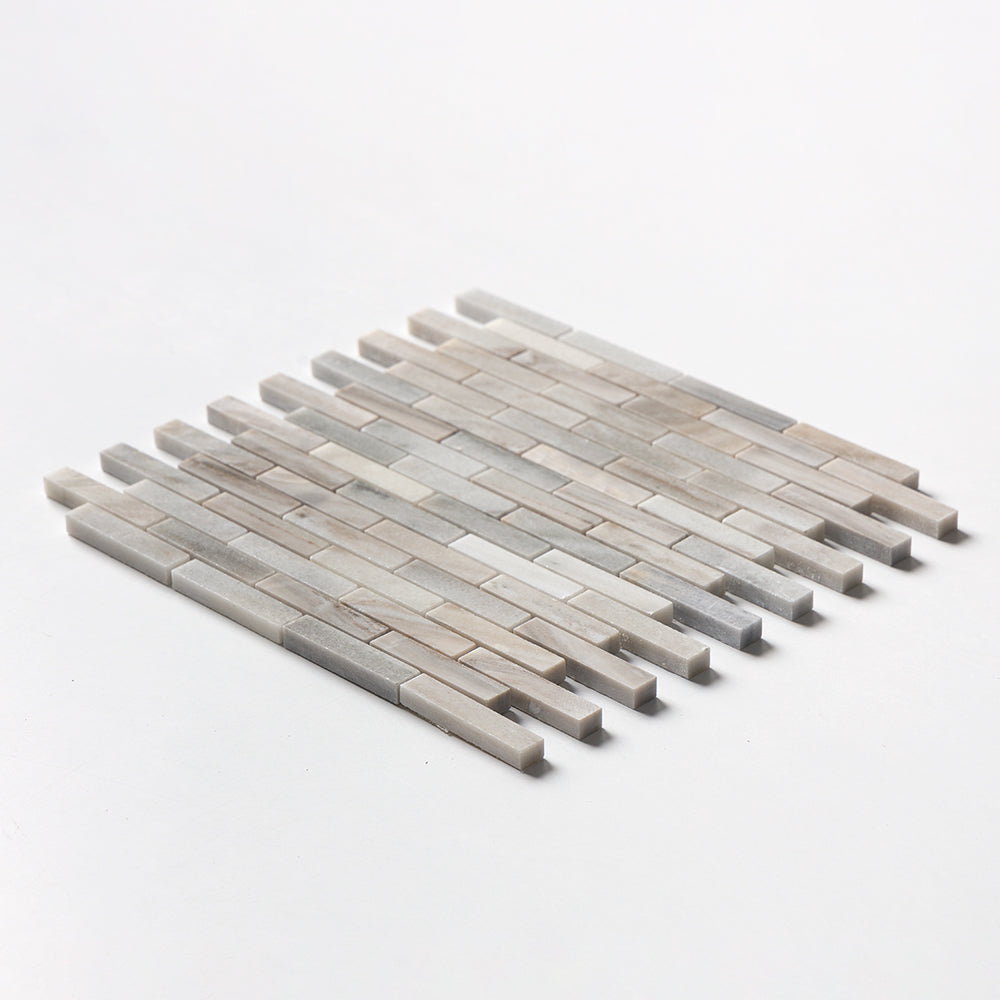 Silver Sky Polished 5/8x3 Marble Mosaic