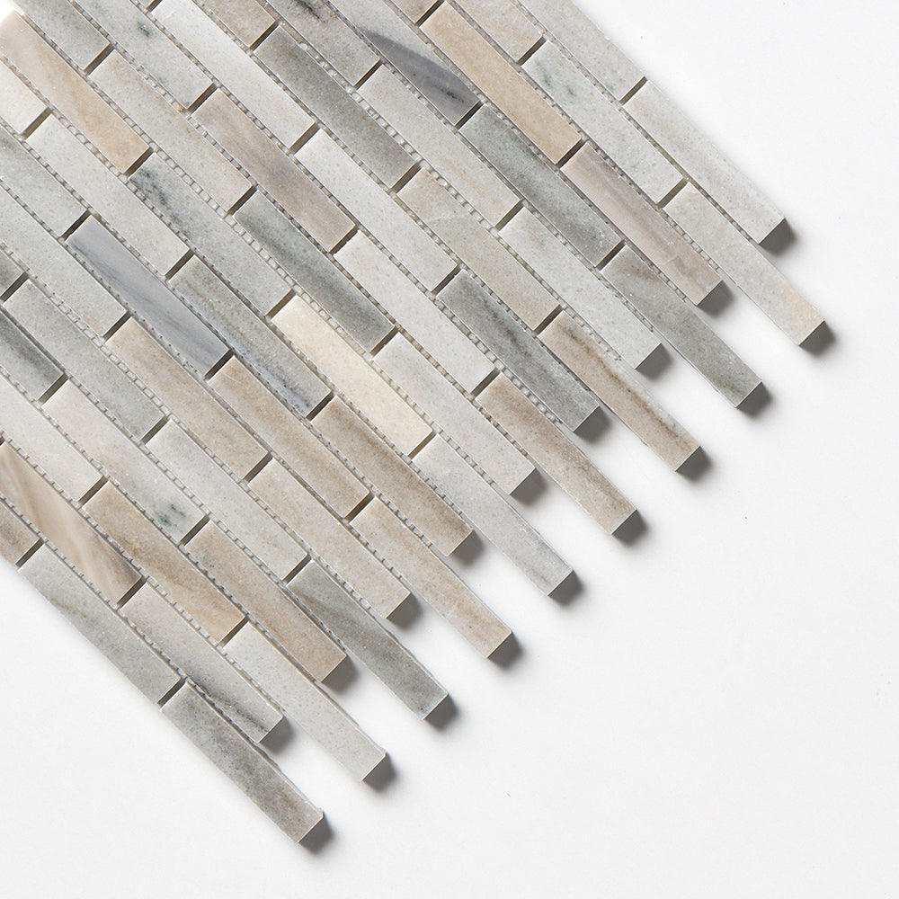 Silver Sky Polished 5/8x3 Marble Mosaic