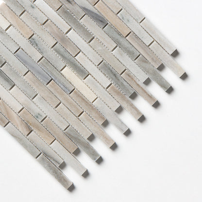Silver Sky Polished 5/8x3 Marble Mosaic