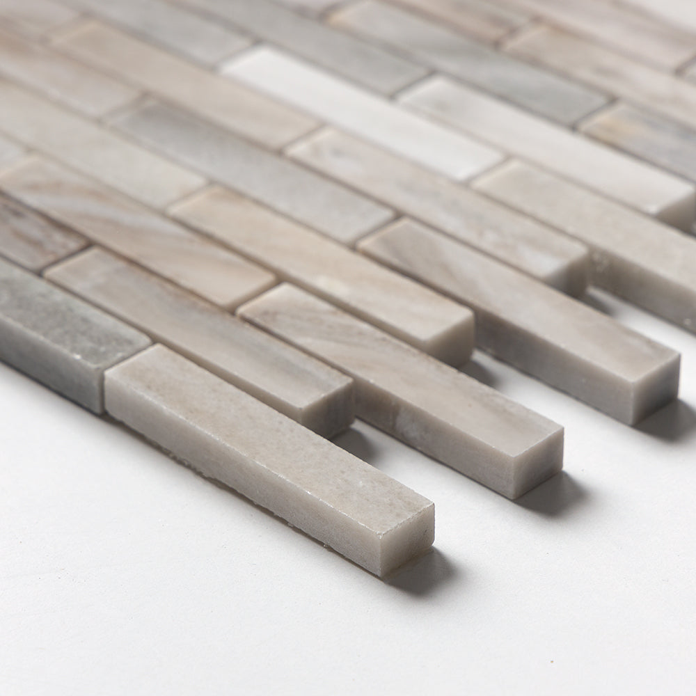 Silver Sky Polished 5/8x3 Marble Mosaic