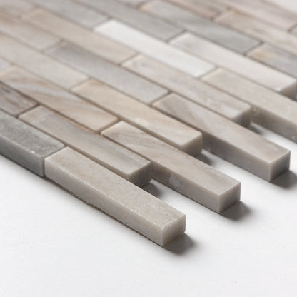 Silver Sky Polished 5/8x3 Marble Mosaic