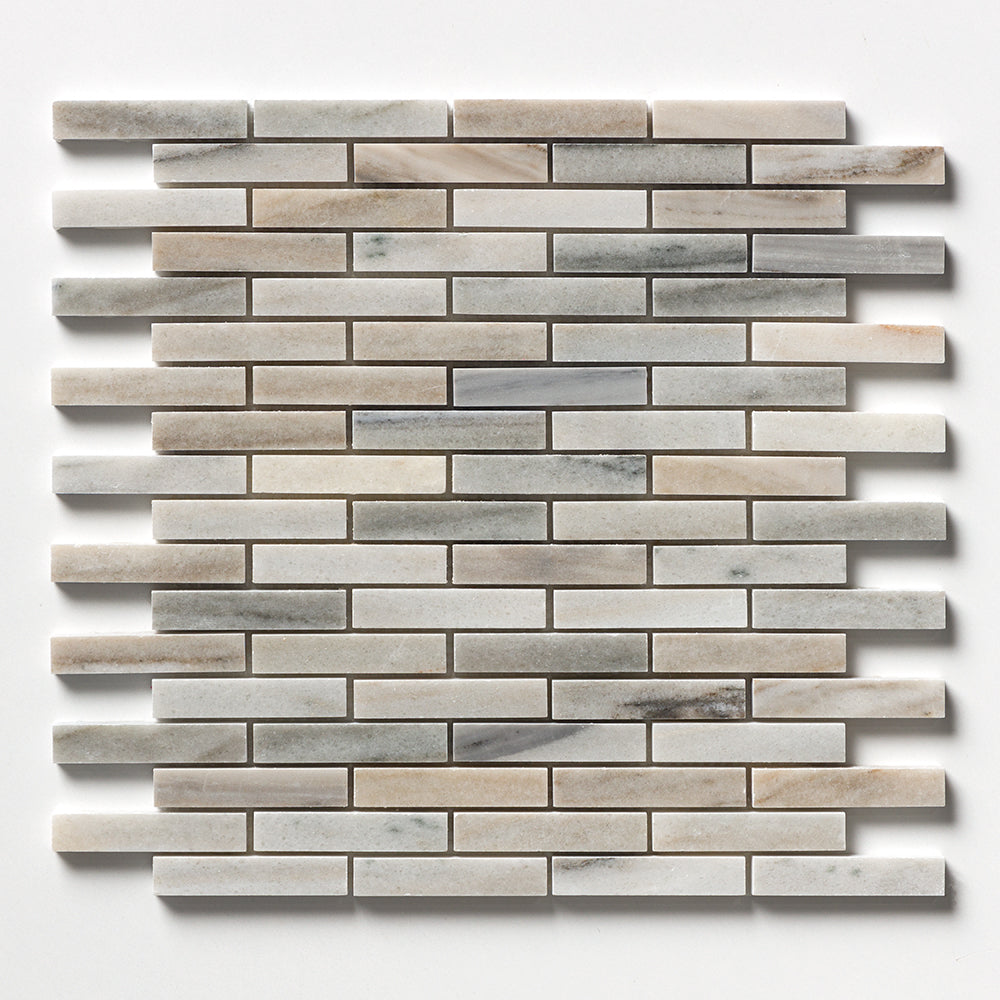 Silver Sky Polished 5/8x3 Marble Mosaic