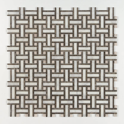 Calacatta T Polished Thin Basket Marble Mosaic