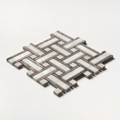 Calacatta T Polished Thin Basket Marble Mosaic