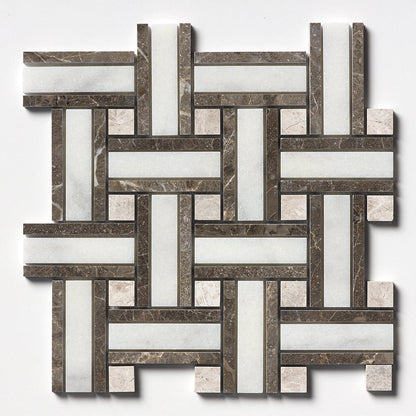 Calacatta T Polished Thin Basket Marble Mosaic