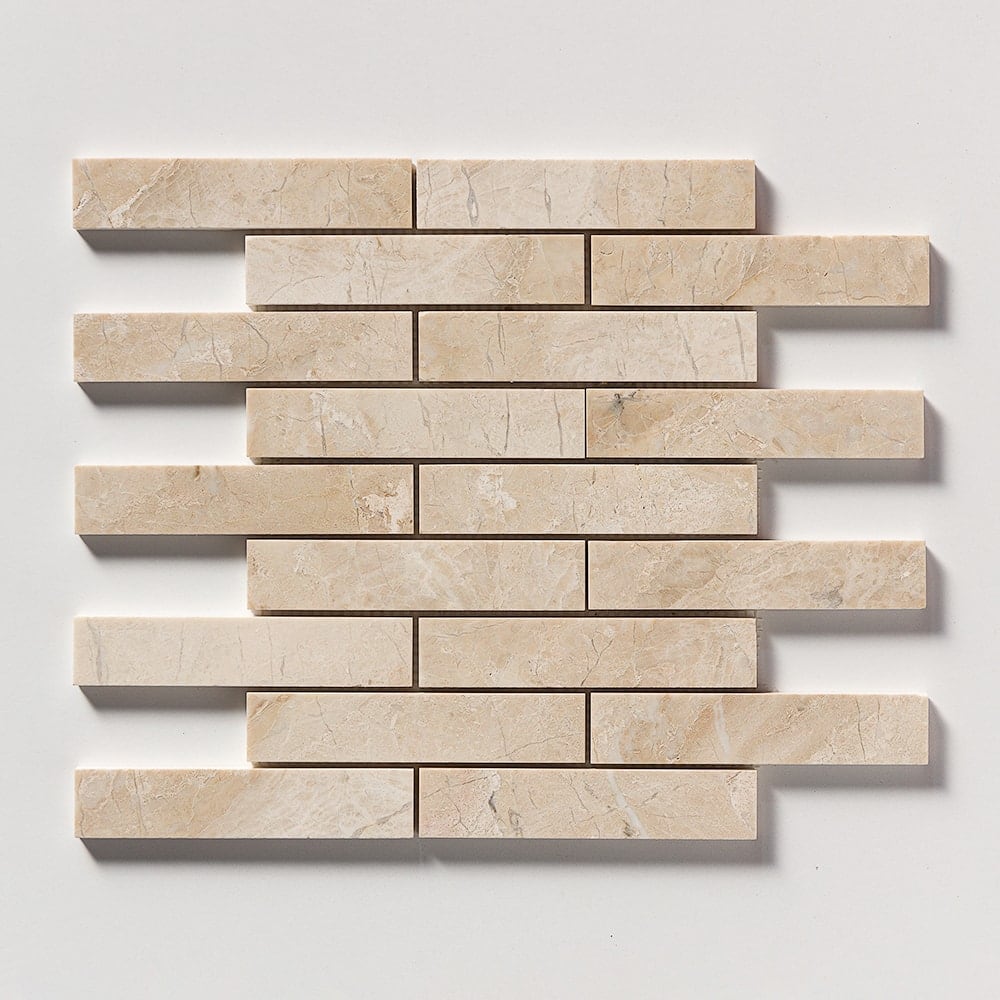 Royal Beige Polished 1 1/4x6 Marble Mosaic