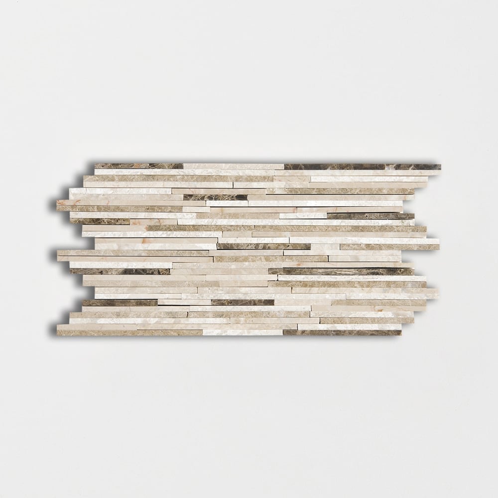 Geneve Dark, Rome Dark Blend Polished Bamboo Marble Mosaic