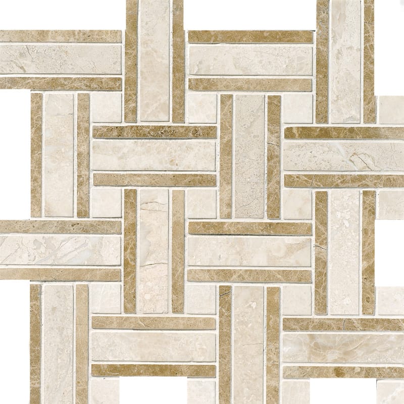 Royal Beige Polished Thin Basket Marble Mosaic